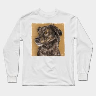 Painting of a Cute Furry Brown Dutch Shepherd Dog Long Sleeve T-Shirt